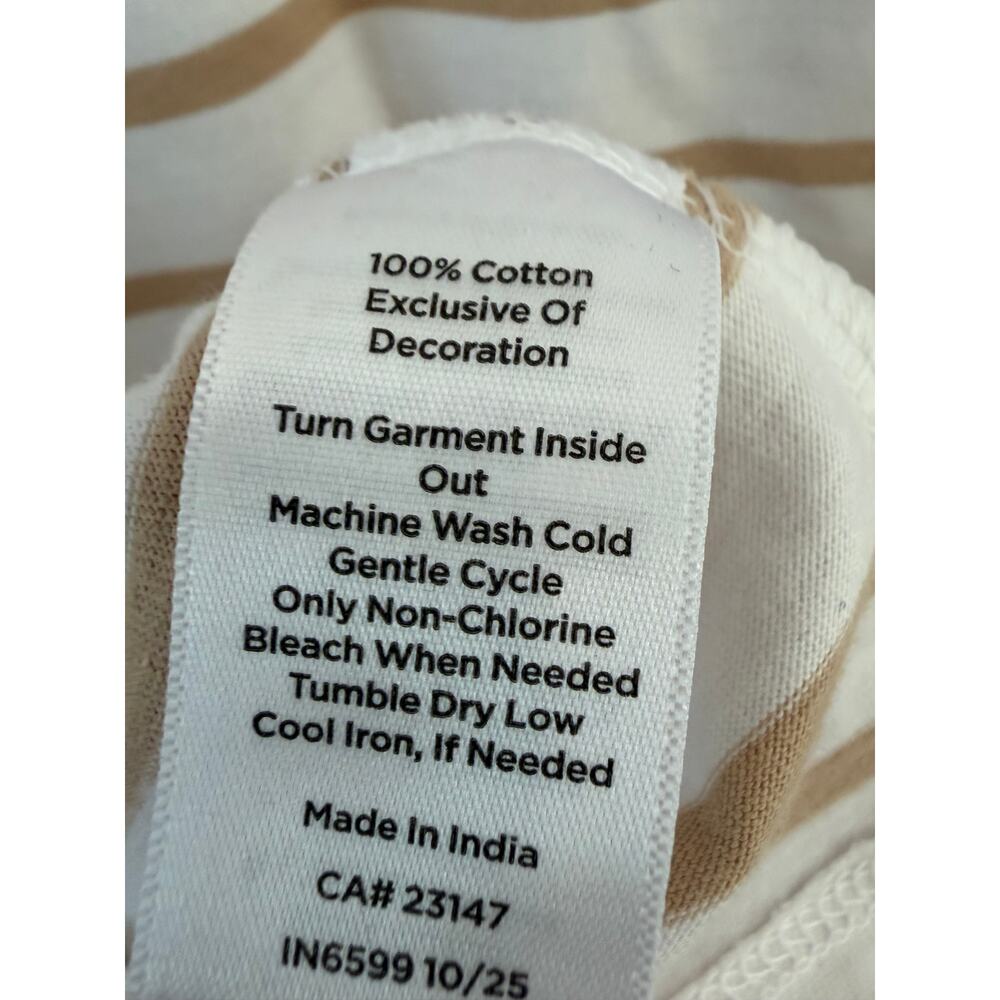 Talbots Striped Long Sleeve Top | Size S| NWT | White & Tan Lace Trim Blouse - Picture 6 of 6